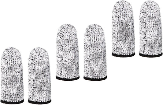 UKCOCO Cut Resistant Finger Protectors Gloves, High Wear-Resistant Elastic Finger Sleeves for Kitchen and Craft Use, 6 Pieces (3 Pairs) Gray Thumb Protection Cots