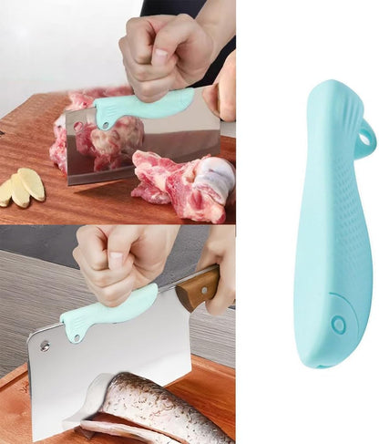 4 Pack Kitchen Knife Chopping Helper Chef Knife Back Cover Rubber Gripper Pads Meat Cutting Aid for Kitchen Knife Set Chef's Knife Boning Knife Fillet Knife Santoku Nakiri Knife Chef Knive