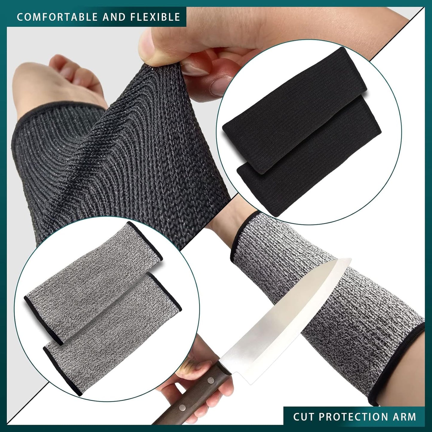 2 Pairs Forearm Sleeve, Cut Resistant Sleeves for Men and Women Arm Protectors for Thin Skin Protective Cut Resistant Welding Sleeves for Garden Kitchen Cooking Welding