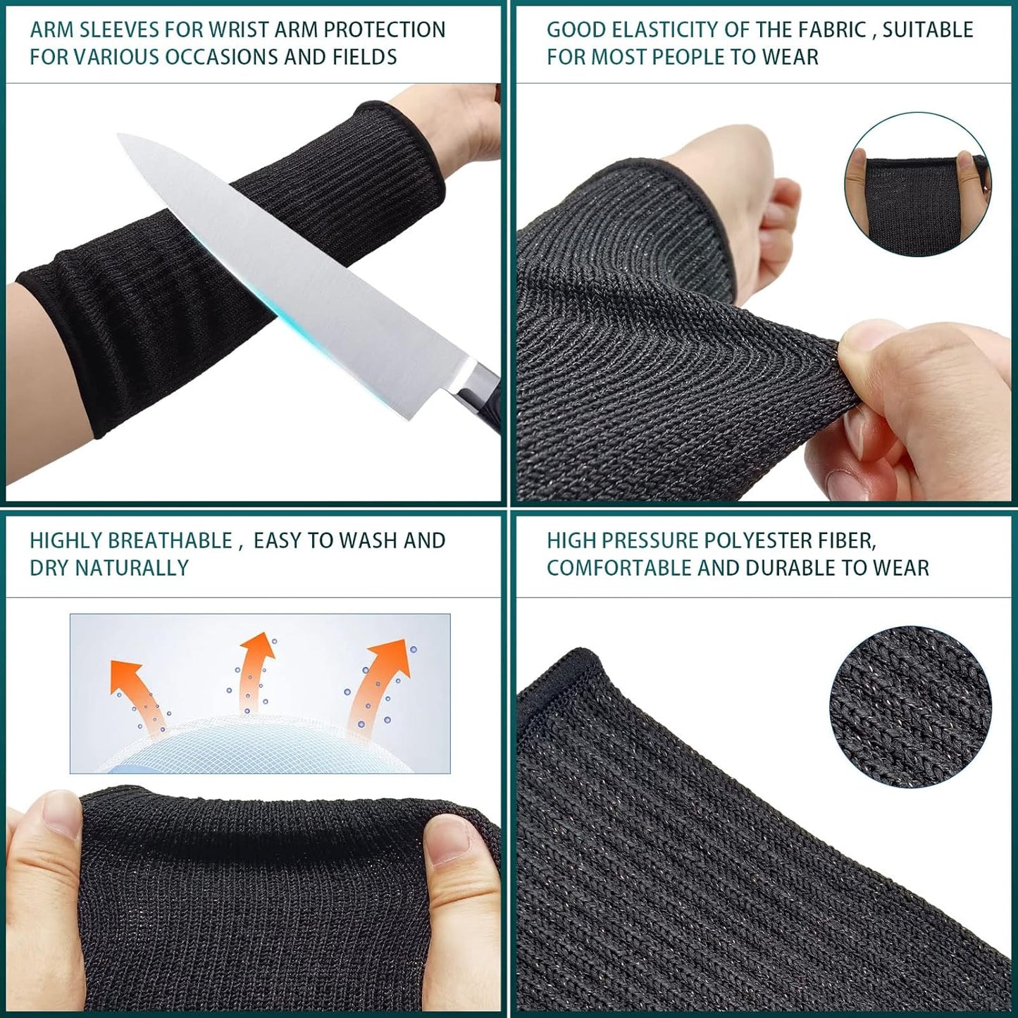 2 Pairs Forearm Sleeve, Cut Resistant Sleeves for Men and Women Arm Protectors for Thin Skin Protective Cut Resistant Welding Sleeves for Garden Kitchen Cooking Welding