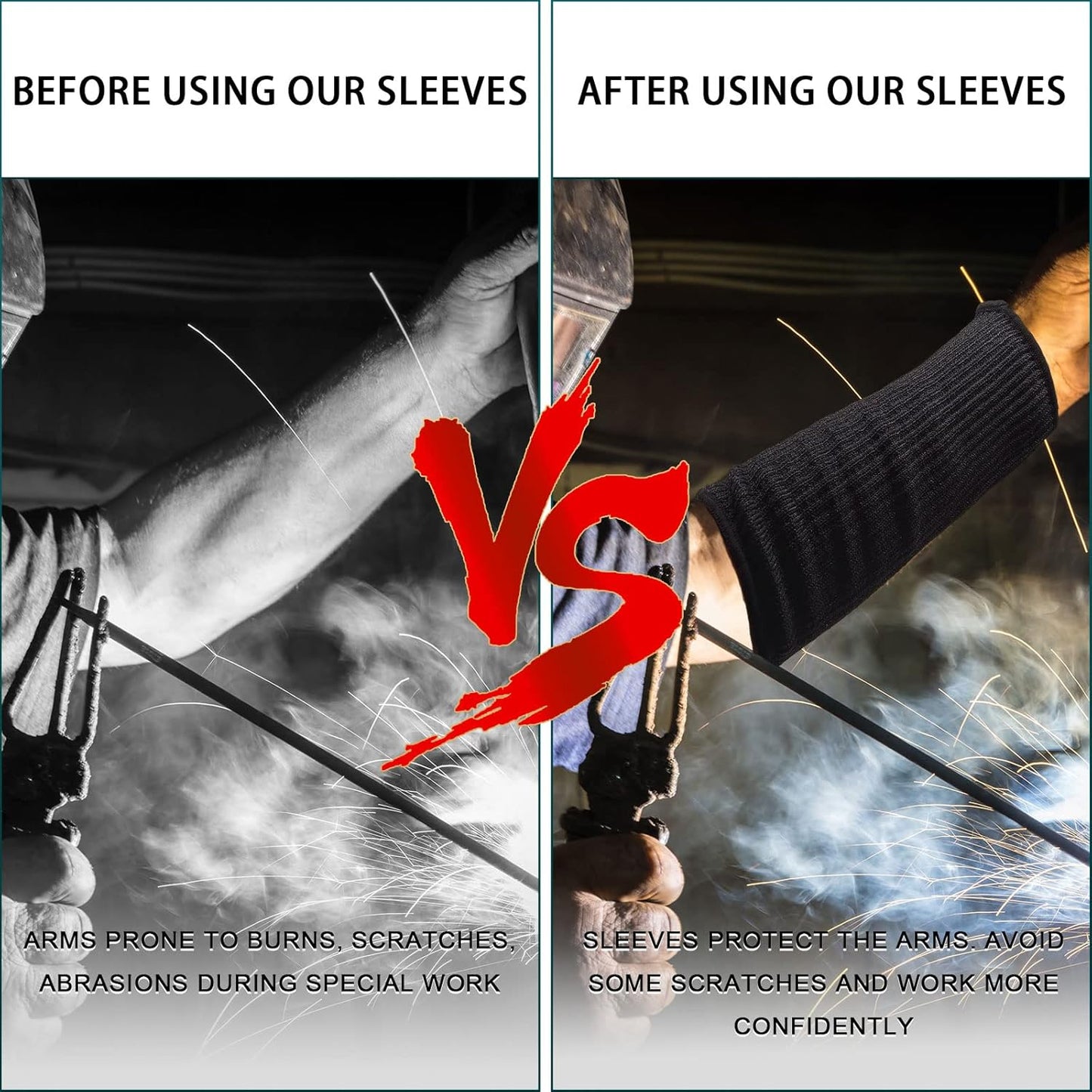2 Pairs Forearm Sleeve, Cut Resistant Sleeves for Men and Women Arm Protectors for Thin Skin Protective Cut Resistant Welding Sleeves for Garden Kitchen Cooking Welding
