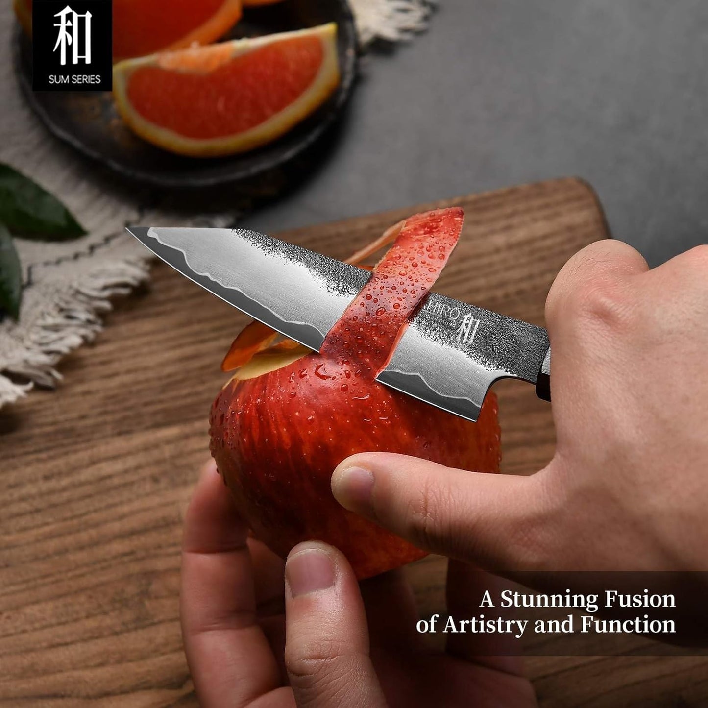 3.9" Paring Knife, Hand Forged Japanese VG10 Steel Core Blade for Precise Peeling, Coring & Detail Work, Small Kitchen Knife with Ergonomic Octagonal Handle, Premium Wooden Gift Box