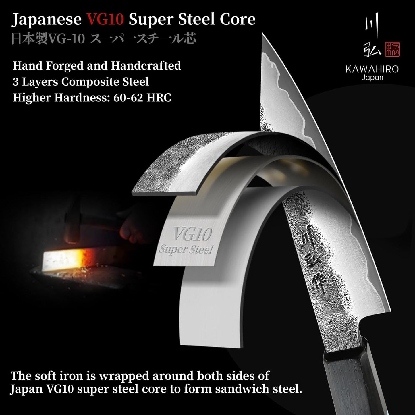 3.9" Paring Knife, Hand Forged Japanese VG10 Steel Core Blade for Precise Peeling, Coring & Detail Work, Small Kitchen Knife with Ergonomic Octagonal Handle, Premium Wooden Gift Box