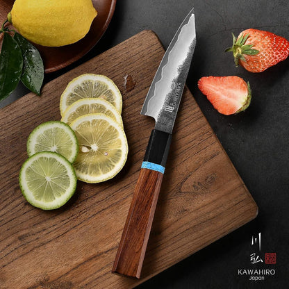 3.9" Paring Knife, Hand Forged Japanese VG10 Steel Core Blade for Precise Peeling, Coring & Detail Work, Small Kitchen Knife with Ergonomic Octagonal Handle, Premium Wooden Gift Box