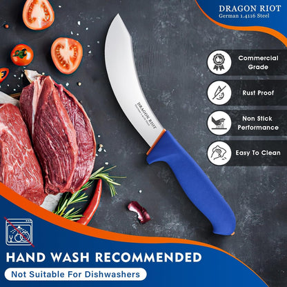 6 Inch Butcher Skinning Knife, Stainless Steel, Non-Slip Handle