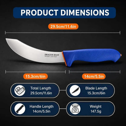 6 Inch Butcher Skinning Knife, Stainless Steel, Non-Slip Handle