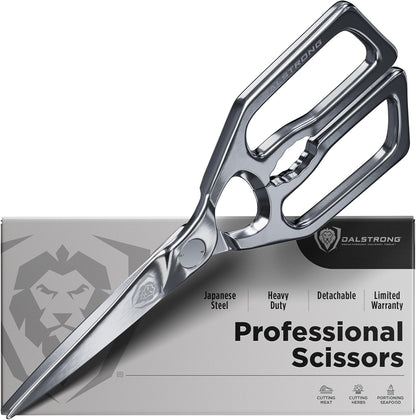 Kitchen Scissors — Japanese Stainless Steel Shears, Ambidextrous, Detachable for Cleaning — For Spatchcocking Chicken, Trimming Herbs, Pizza, Flatbread & Package Opening