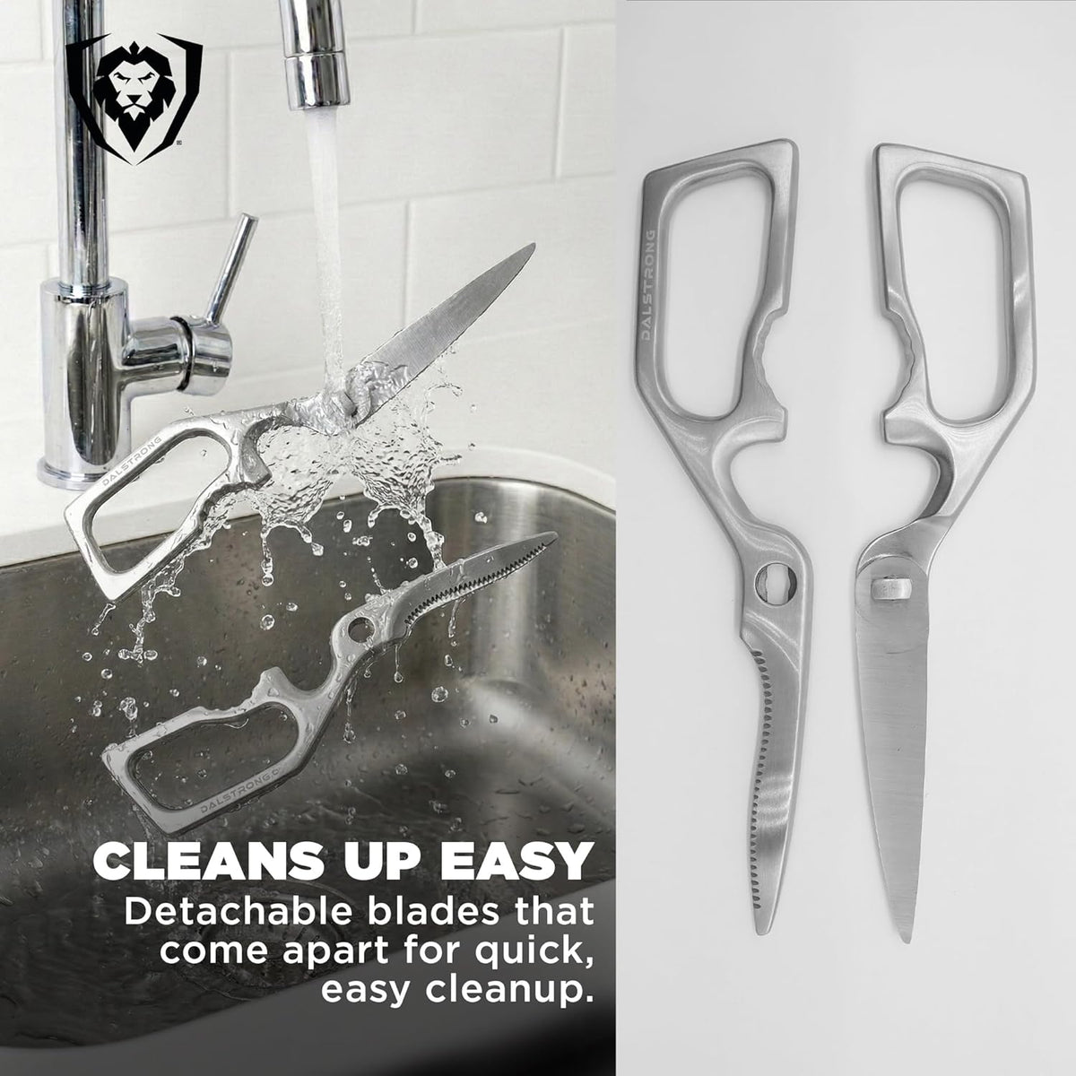 Kitchen Scissors — Japanese Stainless Steel Shears, Ambidextrous, Detachable for Cleaning — For Spatchcocking Chicken, Trimming Herbs, Pizza, Flatbread & Package Opening
