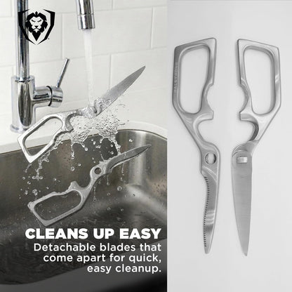 Kitchen Scissors — Japanese Stainless Steel Shears, Ambidextrous, Detachable for Cleaning — For Spatchcocking Chicken, Trimming Herbs, Pizza, Flatbread & Package Opening