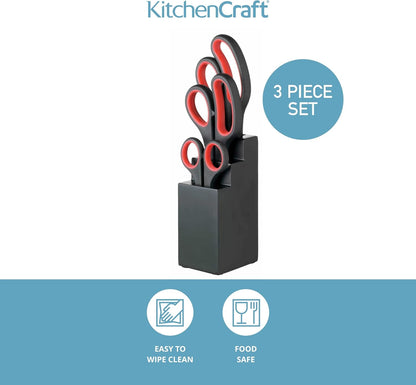3-Piece Kitchen Scissors Set and Storage Block