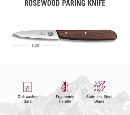 Rosewood Paring Knife - Premium Kitchen & Home Essentials - Cooking Knife Cuts Fruits & Vegetables with Ease - Wood Handle, 3.25"