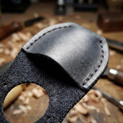 Thumb Guard for Wood Carving - Premium Full Grain Leather Finger Protector, Handmade Carpenter Carving Kit Accessory (Tan)