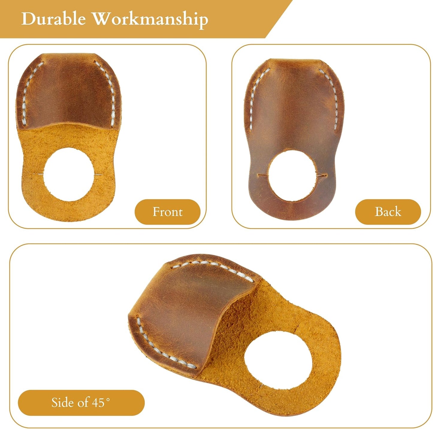 Thumb Guard for Wood Carving - Premium Full Grain Leather Finger Protector, Handmade Carpenter Carving Kit Accessory (Tan)