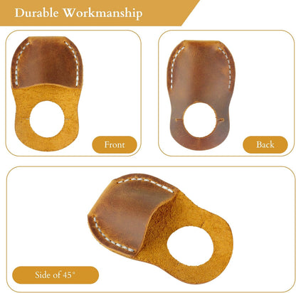 Thumb Guard for Wood Carving - Premium Full Grain Leather Finger Protector, Handmade Carpenter Carving Kit Accessory (Tan)