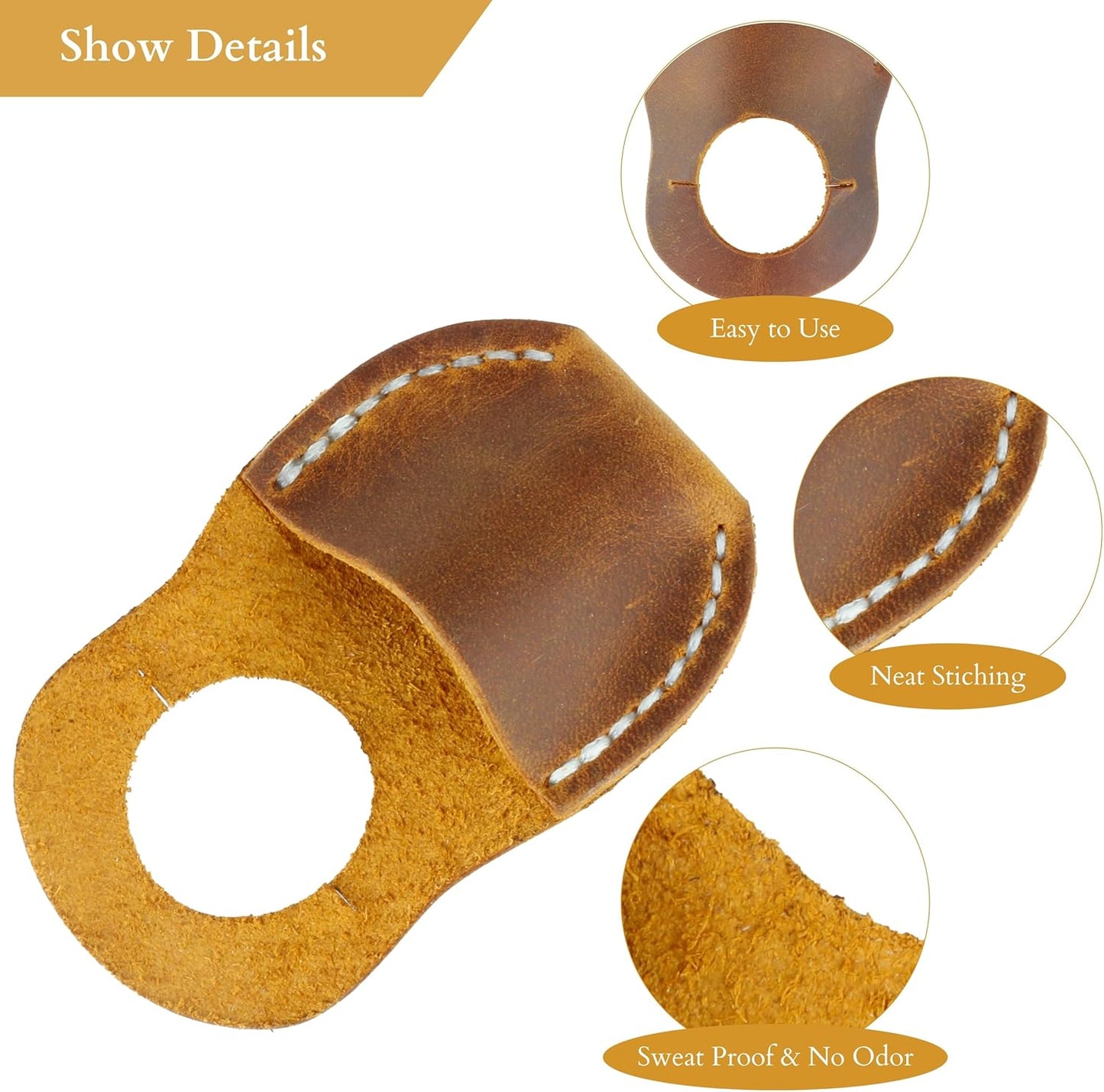 Thumb Guard for Wood Carving - Premium Full Grain Leather Finger Protector, Handmade Carpenter Carving Kit Accessory (Tan)