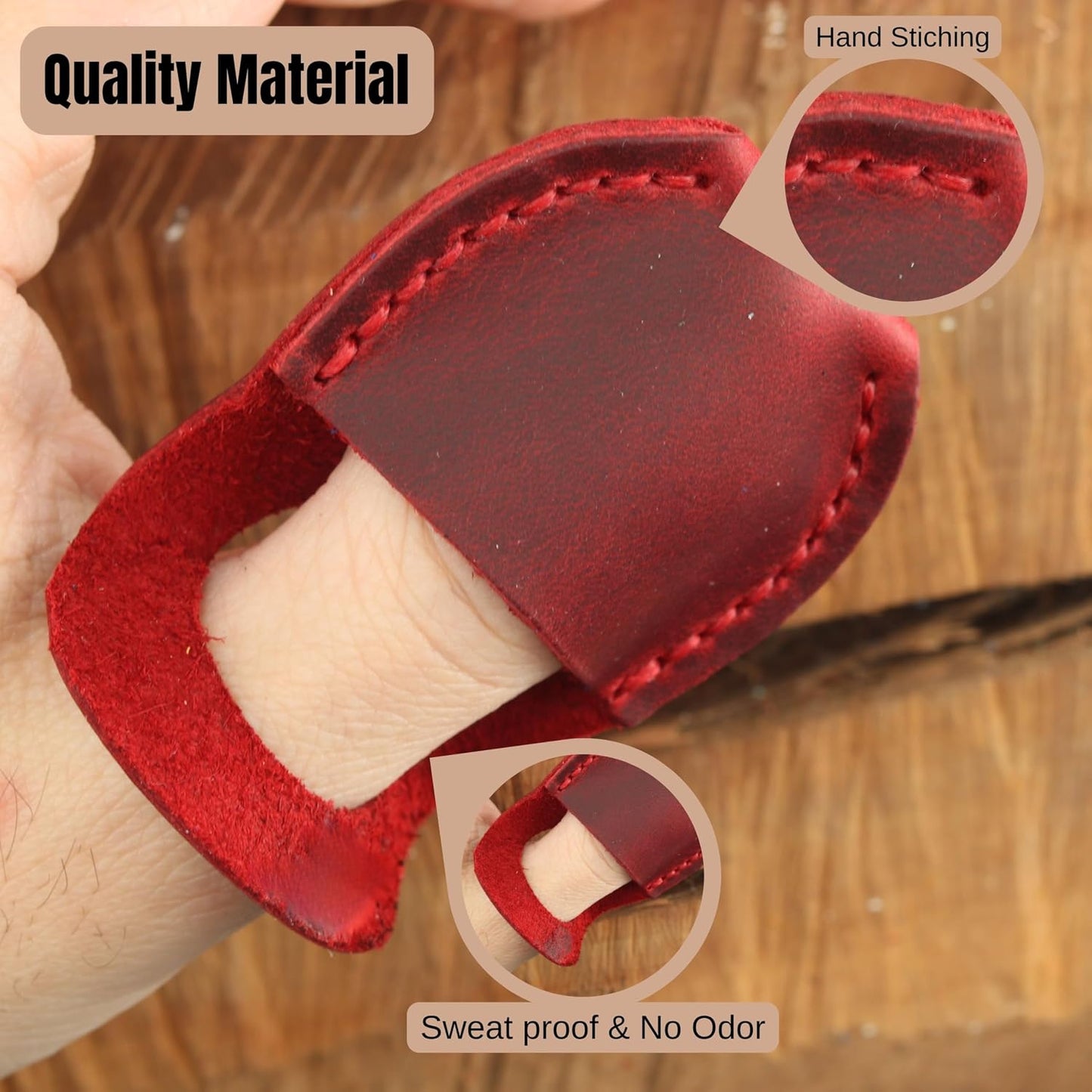 Thumb Guard for Wood Carving - Premium Full Grain Leather Finger Protector, Handmade Carpenter Carving Kit Accessory (Tan)