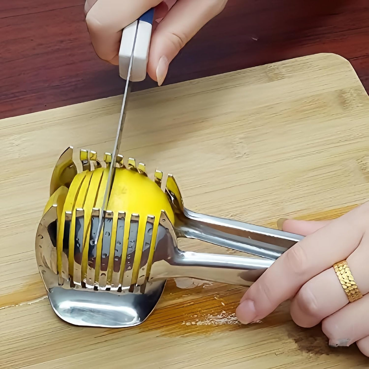Tomato Lemon Slicer with Tomato Knife Set,Handheld Even Slicing Guide Cutter Tools,for Round Fruit and Veggies, Multi Kitchen Cutting Gadgets