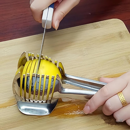Tomato Lemon Slicer with Tomato Knife Set,Handheld Even Slicing Guide Cutter Tools,for Round Fruit and Veggies, Multi Kitchen Cutting Gadgets
