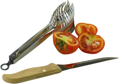Tomato Lemon Slicer with Tomato Knife Set,Handheld Even Slicing Guide Cutter Tools,for Round Fruit and Veggies, Multi Kitchen Cutting Gadgets