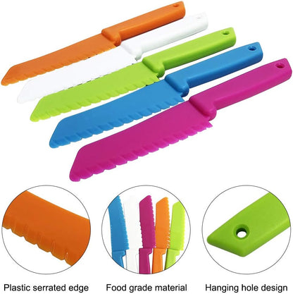 Sonku 10 Packs Kitchen Knife Set, Cooking Knives with Cutting Boards for Kids and Adults -Multi Colors