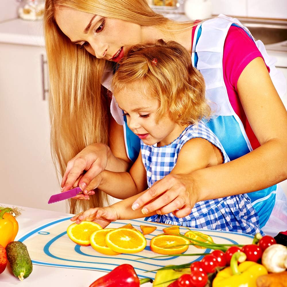 Sonku 10 Packs Kitchen Knife Set, Cooking Knives with Cutting Boards for Kids and Adults -Multi Colors