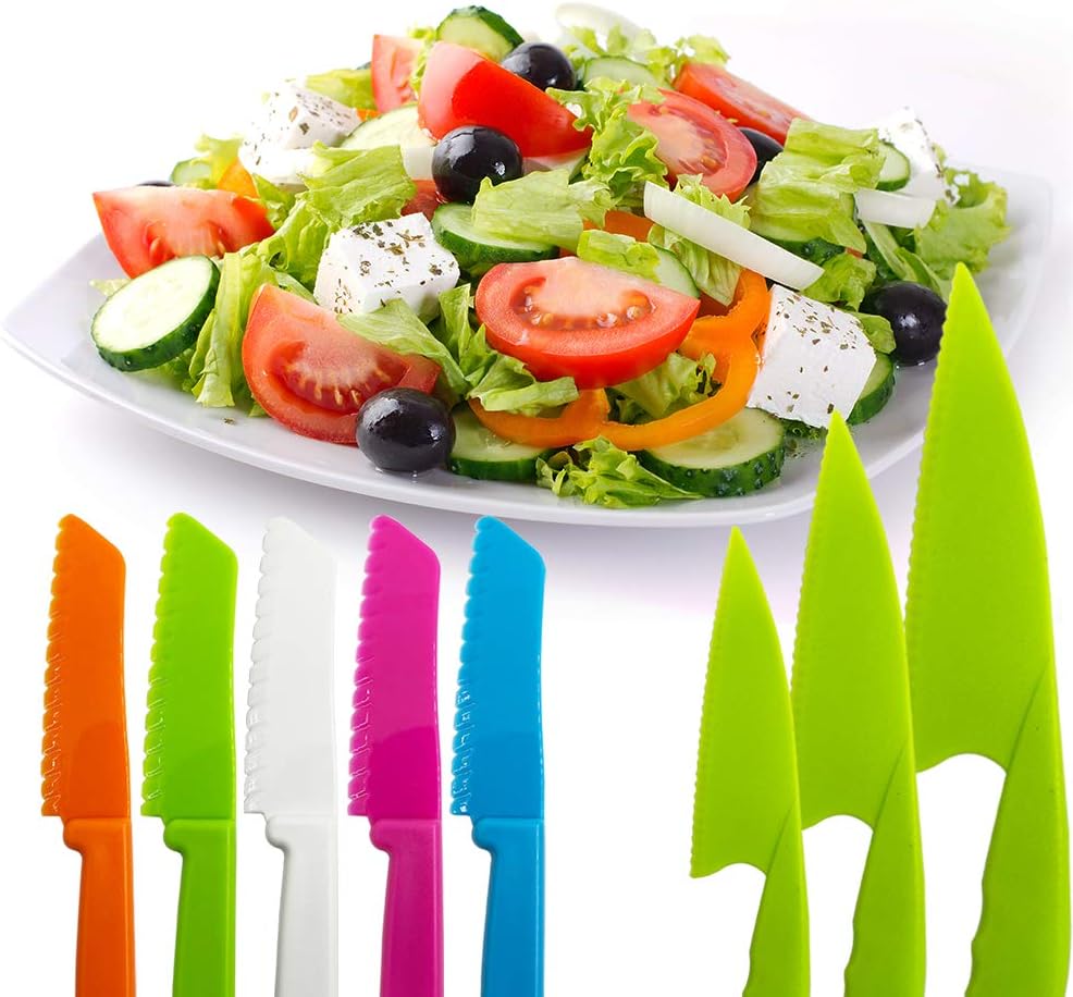 Sonku 10 Packs Kitchen Knife Set, Cooking Knives with Cutting Boards for Kids and Adults -Multi Colors