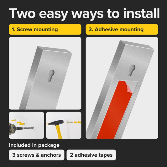 Steel Knife Magnetic Strip – Magnetic Knife Holder for Wall no Screws – Kitchen Utensil Holder, Knife Bar, Knife Rack, Kitchen Organizer and Tool Holder (10")