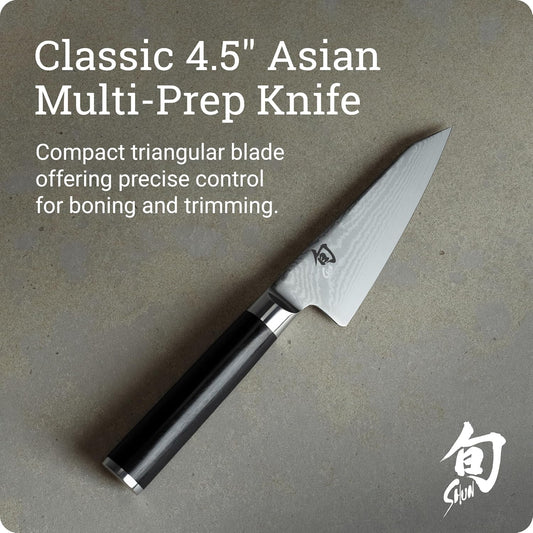 Classic 4.5" Asian Multi-Prep Knife, Handcrafted Japanese Boning, Trimming and Utility Knife, VG-MAX Core with Damascus Stainless Steel Cladding, Pakkawood Handle