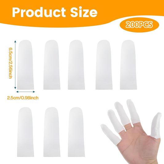 Cotton Finger Cots 200 Pcs – Breathable & Reusable Protectors | Comfortable cloth sleeves for fingertip & toe protection. Ideal for cuts, burns, wound care, crafts. Thumb guards, reusable