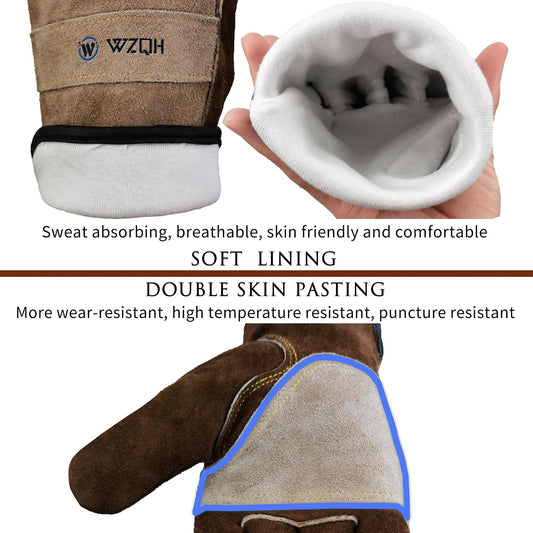 Leather Work Gloves for Men or Women.Gardening,Welding,Coffee-grey L | Glove for Tig, Mig, Construction, Chainsaw, Farm, Ranch, etc. Cowhide, Soft Lining, Utility, Firm Grip, Durable.Large