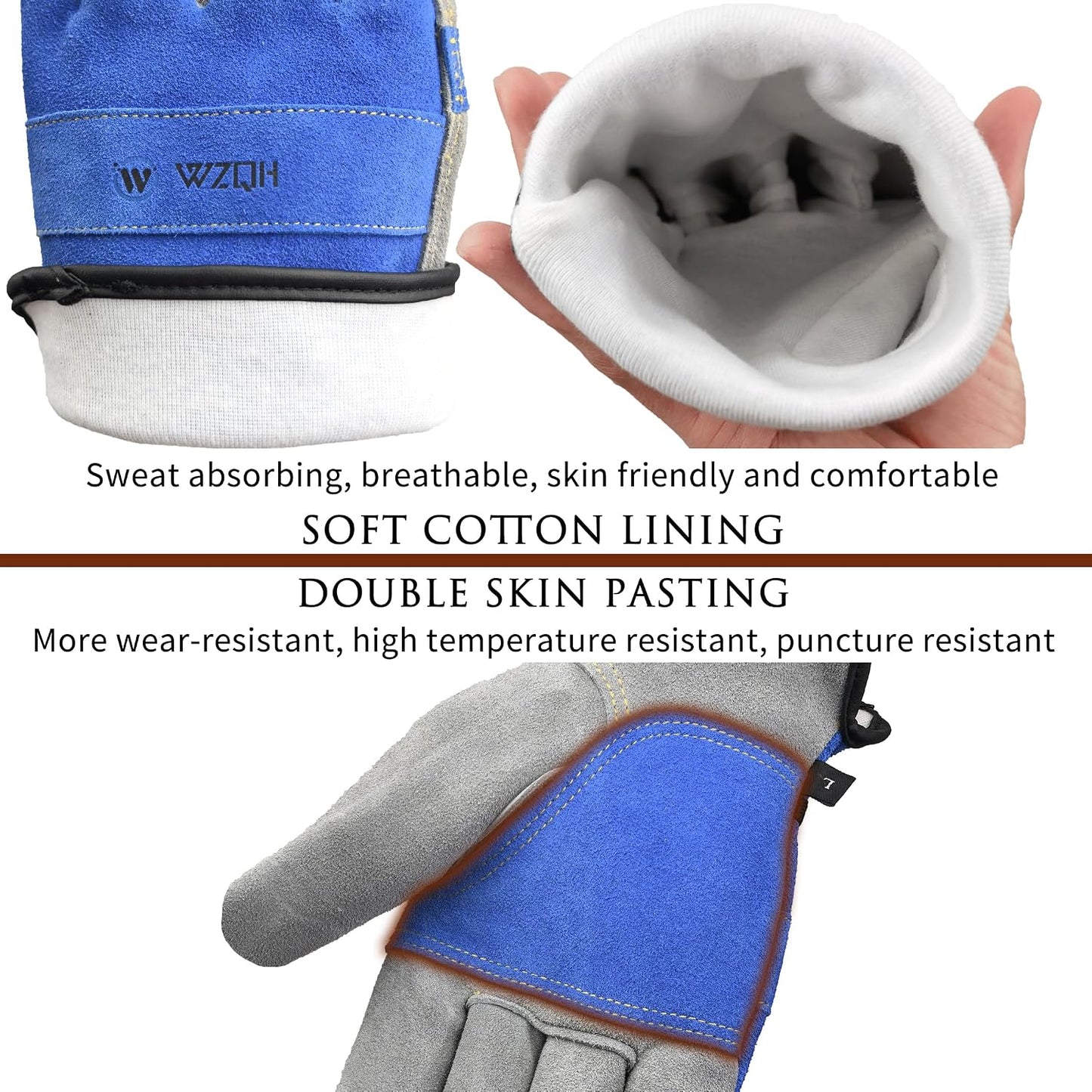 Leather Work Gloves for Men or Women.Gardening,Welding,Coffee-grey L | Glove for Tig, Mig, Construction, Chainsaw, Farm, Ranch, etc. Cowhide, Soft Lining, Utility, Firm Grip, Durable.Large