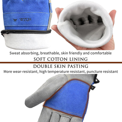 Leather Work Gloves for Men or Women.Gardening,Welding,Coffee-grey L | Glove for Tig, Mig, Construction, Chainsaw, Farm, Ranch, etc. Cowhide, Soft Lining, Utility, Firm Grip, Durable.Large