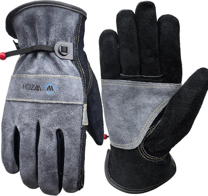 Leather Work Gloves for Men or Women.Gardening,Welding,Coffee-grey L | Glove for Tig, Mig, Construction, Chainsaw, Farm, Ranch, etc. Cowhide, Soft Lining, Utility, Firm Grip, Durable.Large