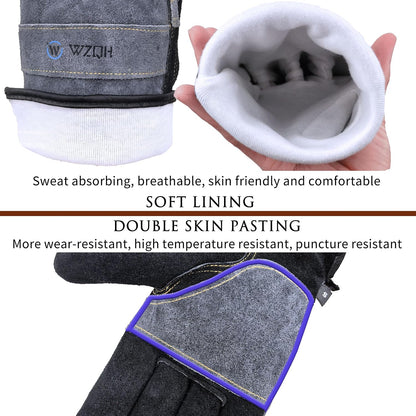 Leather Work Gloves for Men or Women.Gardening,Welding,Coffee-grey L | Glove for Tig, Mig, Construction, Chainsaw, Farm, Ranch, etc. Cowhide, Soft Lining, Utility, Firm Grip, Durable.Large