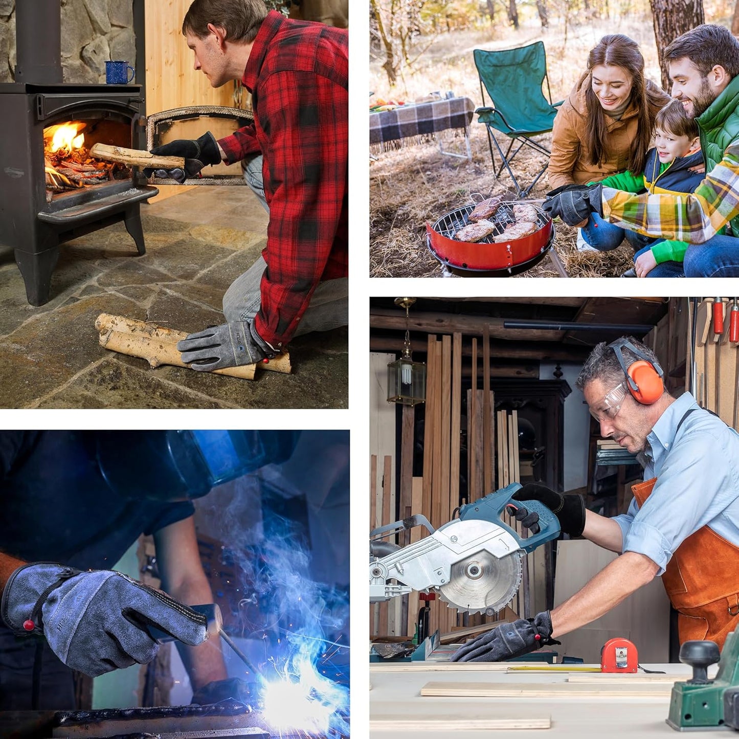 Leather Work Gloves for Men or Women.Gardening,Welding,Coffee-grey L | Glove for Tig, Mig, Construction, Chainsaw, Farm, Ranch, etc. Cowhide, Soft Lining, Utility, Firm Grip, Durable.Large
