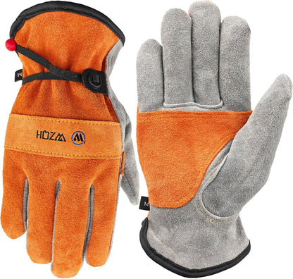 Leather Work Gloves for Men or Women.Gardening,Welding,Coffee-grey L | Glove for Tig, Mig, Construction, Chainsaw, Farm, Ranch, etc. Cowhide, Soft Lining, Utility, Firm Grip, Durable.Large