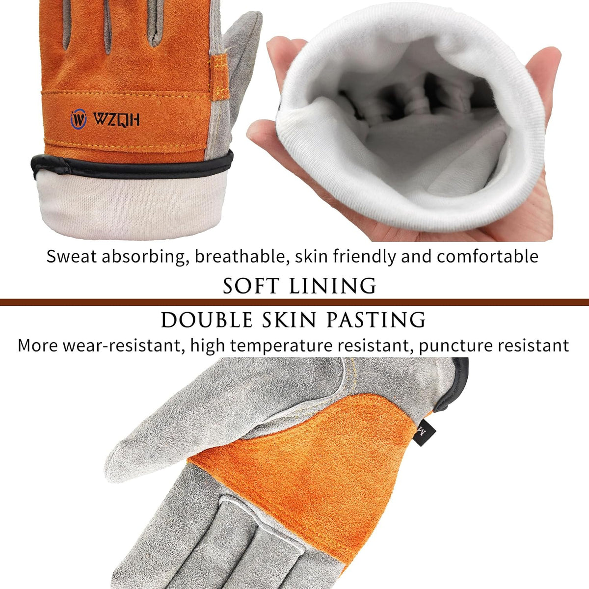 Leather Work Gloves for Men or Women.Gardening,Welding,Coffee-grey L | Glove for Tig, Mig, Construction, Chainsaw, Farm, Ranch, etc. Cowhide, Soft Lining, Utility, Firm Grip, Durable.Large