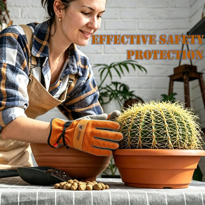 Leather Work Gloves for Men or Women.Gardening,Welding,Coffee-grey L | Glove for Tig, Mig, Construction, Chainsaw, Farm, Ranch, etc. Cowhide, Soft Lining, Utility, Firm Grip, Durable.Large
