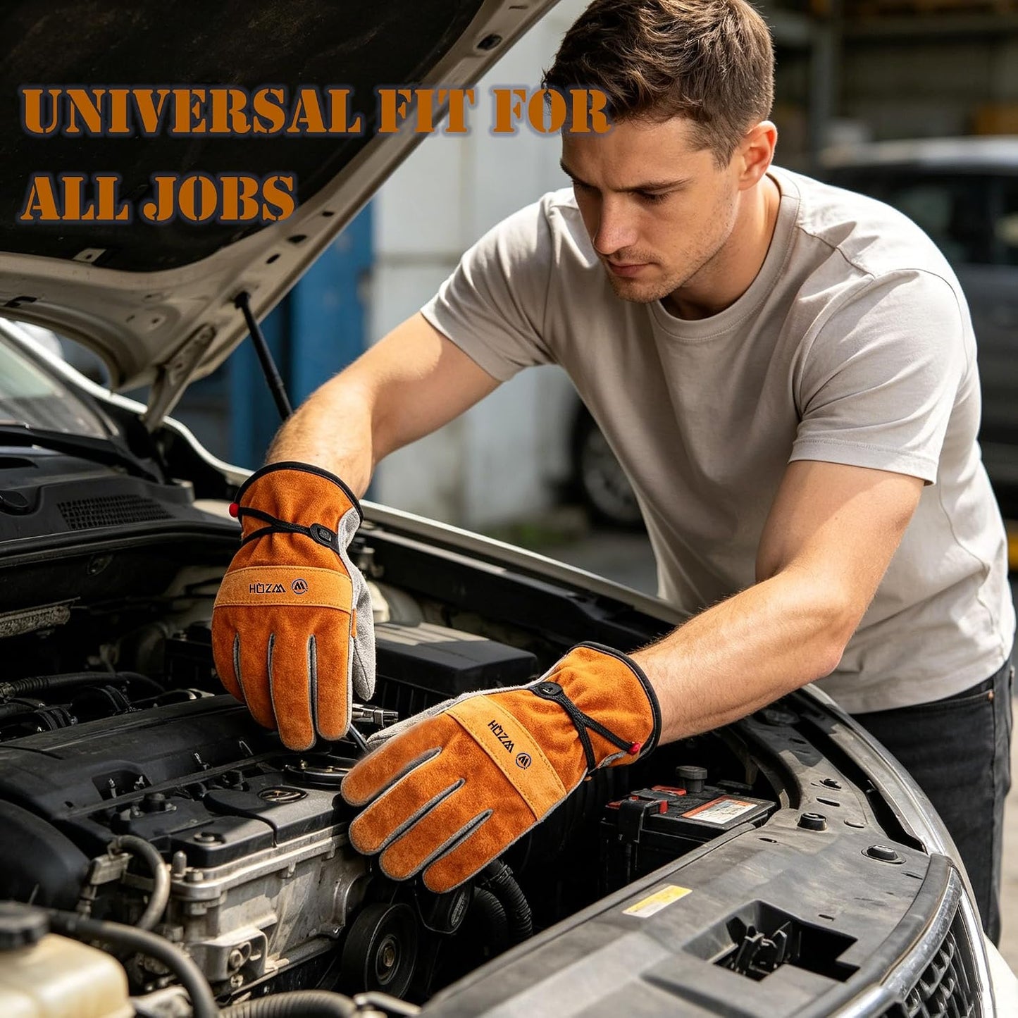 Leather Work Gloves for Men or Women.Gardening,Welding,Coffee-grey L | Glove for Tig, Mig, Construction, Chainsaw, Farm, Ranch, etc. Cowhide, Soft Lining, Utility, Firm Grip, Durable.Large