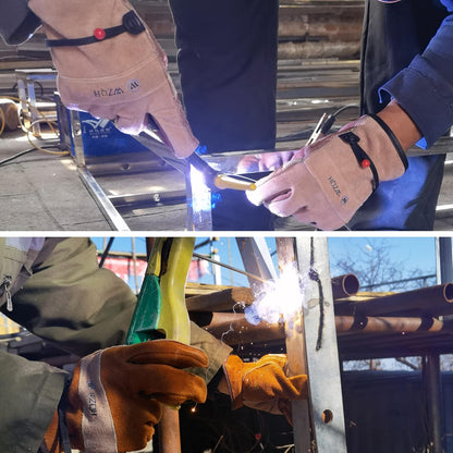 Leather Work Gloves for Men or Women.Gardening,Welding,Coffee-grey L | Glove for Tig, Mig, Construction, Chainsaw, Farm, Ranch, etc. Cowhide, Soft Lining, Utility, Firm Grip, Durable.Large