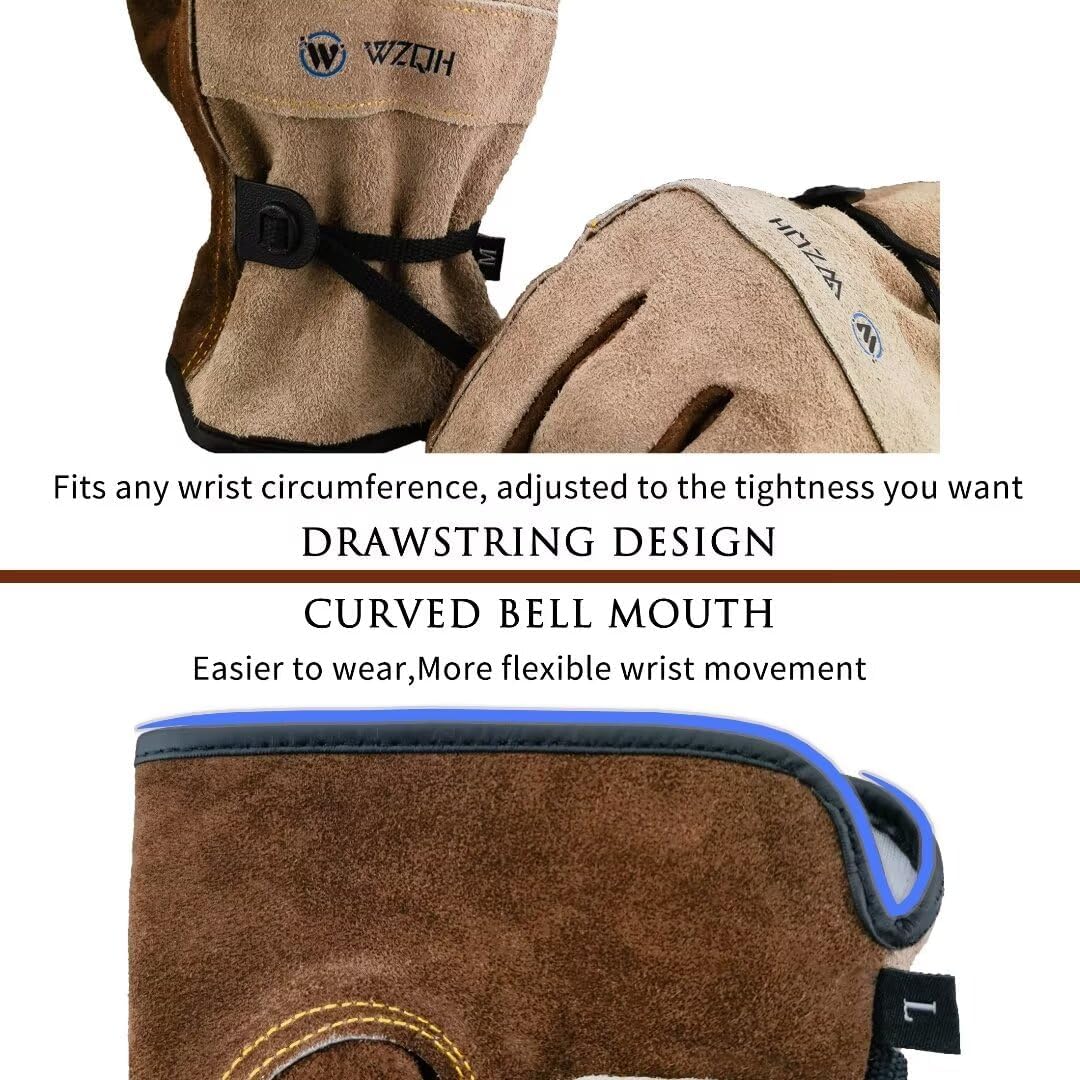 Leather Work Gloves for Men or Women.Gardening,Welding,Coffee-grey L | Glove for Tig, Mig, Construction, Chainsaw, Farm, Ranch, etc. Cowhide, Soft Lining, Utility, Firm Grip, Durable.Large