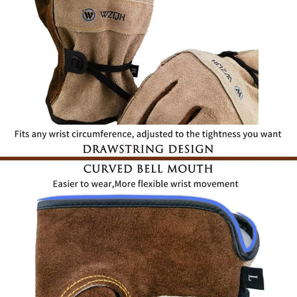 Leather Work Gloves for Men or Women.Gardening,Welding,Coffee-grey L | Glove for Tig, Mig, Construction, Chainsaw, Farm, Ranch, etc. Cowhide, Soft Lining, Utility, Firm Grip, Durable.Large