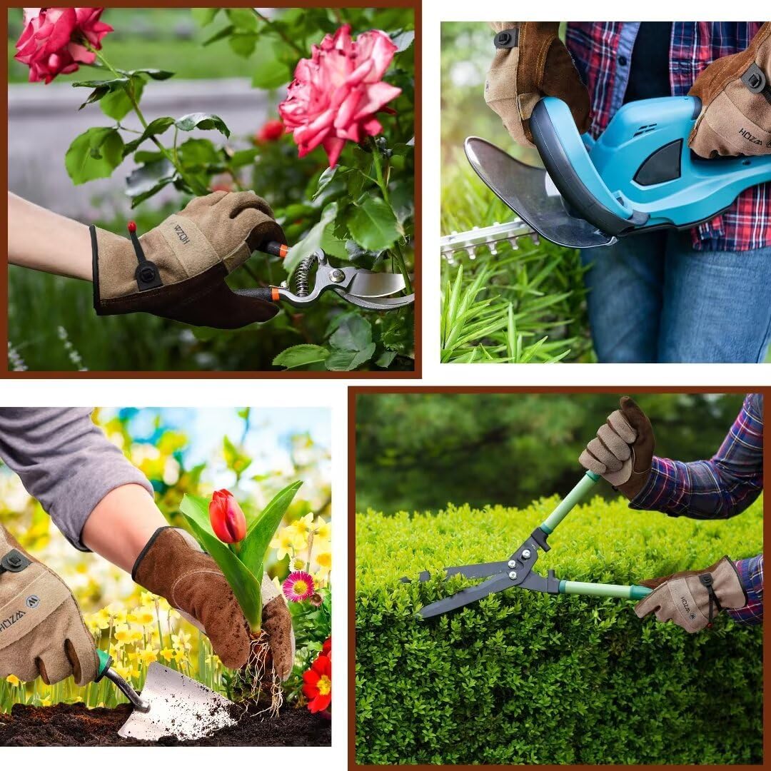 Leather Work Gloves for Men or Women.Gardening,Welding,Coffee-grey L | Glove for Tig, Mig, Construction, Chainsaw, Farm, Ranch, etc. Cowhide, Soft Lining, Utility, Firm Grip, Durable.Large