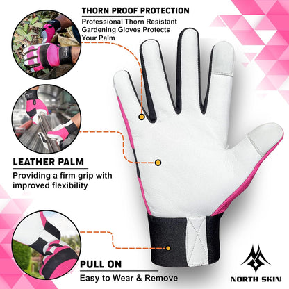Gardening Thorn-Proof Working Gloves with Touch Screen Support, Thick Leather, Heavy-Duty Safety Gloves for Garden