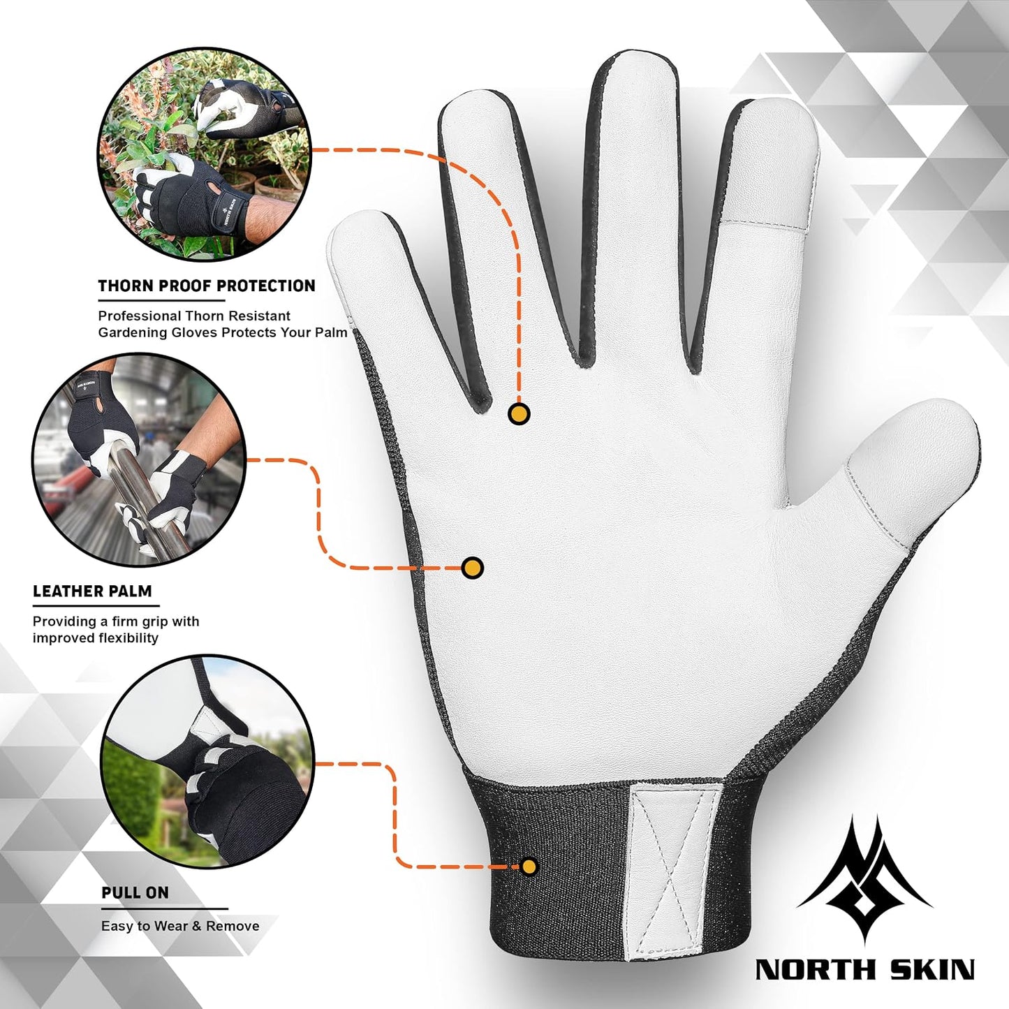 Gardening Thorn-Proof Working Gloves with Touch Screen Support, Thick Leather, Heavy-Duty Safety Gloves for Garden