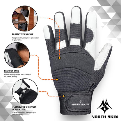 Gardening Thorn-Proof Working Gloves with Touch Screen Support, Thick Leather, Heavy-Duty Safety Gloves for Garden