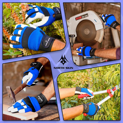 Gardening Thorn-Proof Working Gloves with Touch Screen Support, Thick Leather, Heavy-Duty Safety Gloves for Garden
