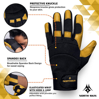 Gardening Thorn-Proof Working Gloves with Touch Screen Support, Thick Leather, Heavy-Duty Safety Gloves for Garden