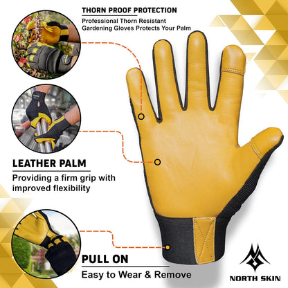Gardening Thorn-Proof Working Gloves with Touch Screen Support, Thick Leather, Heavy-Duty Safety Gloves for Garden