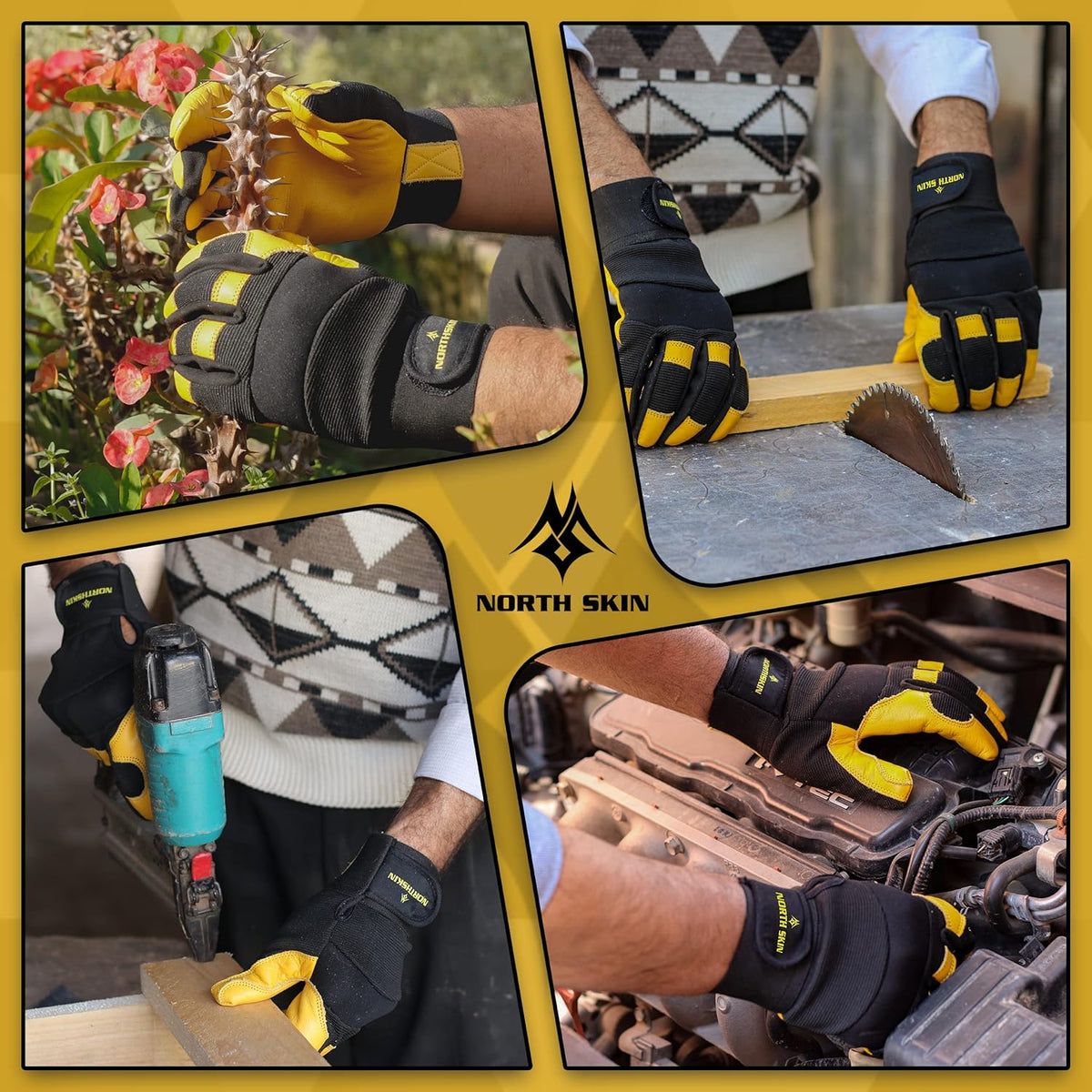 Gardening Thorn-Proof Working Gloves with Touch Screen Support, Thick Leather, Heavy-Duty Safety Gloves for Garden